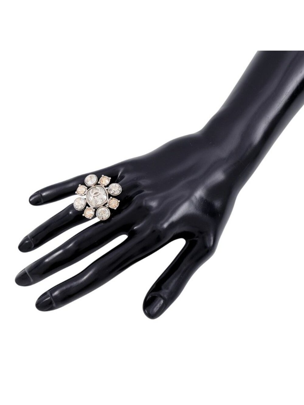 Chanel Ring CC Logo Metal Rhinestone - Picture 5 of 10